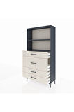 Arges Dolap 2 Raflı 4 Çekmeceli 88x30x163 Antrasit-Aytaşı