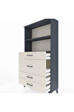 Arges Dolap 2 Raflı 4 Çekmeceli 88x30x163 Antrasit-Aytaşı