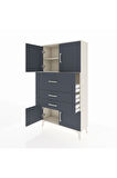 Arges Dolap 2 Raflı 3 Çekmeceli 4 Kapaklı 88x30x163 Aytaşı-Antrasit