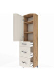Arges Dolap 3 Raflı 3 Çekmeceli Tek Kapaklı 44x30x182 Çam-Aytaşı