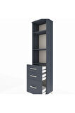 Arges Dolap 3 Raflı 3 Çekmeceli 44x30x182 Antrasit-Antrasit