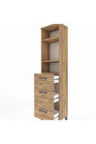 Arges Dolap 3 Raflı 3 Çekmeceli 44x30x182 Çam-Çam