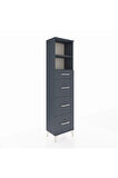 Arges Dolap 2 Raflı 4 Çekmeceli 44x30x182 Antrasit-Antrasit