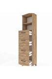 Arges Dolap 2 Raflı 4 Çekmeceli 44x30x182 Çam-Çam