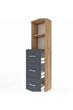 Arges Dolap 2 Raflı 3 Çekmeceli 44x30x182 Çam-Antrasit