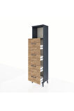 Arges Dolap Tek Raflı 4 Çekmeceli 44x30x182 Antrasit-Çam