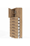 Arges Dolap 2 Raflı 7 Çekmeceli 2 Kapaklı 60x30x182 Çam-Çam