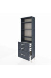 Arges Dolap 4 Raflı 3 Çekmeceli 60x30x182 Antrasit-Antrasit
