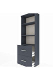Arges Dolap 3 Raflı 2 Çekmeceli 60x30x182 Antrasit-Antrasit