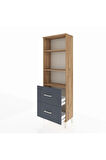 Arges Dolap 3 Raflı 2 Çekmeceli 60x30x182 Çam-Antrasit