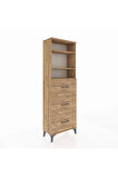 Arges Dolap 3 Raflı 3 Çekmeceli 60x30x182 Çam-Çam