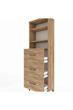 Arges Dolap 3 Raflı 3 Çekmeceli 60x30x182 Çam-Çam