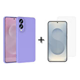 Forzacase Samsung Galaxy S25 Edge Liquid Kadife Lansman Silikon Kılıf + Temperli Cam Ekran Koruyucu