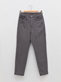Normal Bel Slim Fit Düz Cep Detaylı Gabardin Kadın Pantolon