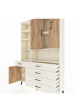 Arges Dolap 8 Raflı 5 Çekmeceli 3 Kapaklı 132x30x195 Aytaşı-Çam/Aytaşı
