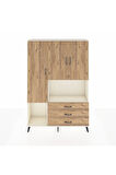 Arges Dolap 6 Raflı 3 Çekmeceli 3 Kapaklı 132x30x195 Aytaşı-Çam/Çam