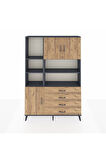 Arges Dolap 8 Raflı 4 Çekmeceli 3 Kapaklı 132x30x195 Antrasit-Çam/Çam