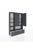 Arges Dolap 8 Raflı 4 Çekmeceli 2 Kapaklı 132x30x195 Antrasit-Antrasit/Antrasit