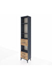 Arges Dolap 4 Raflı 3 Çekmeceli 44x30x221 Antrasit-Çam