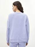 Bisiklet Yaka Baskılı Uzun Kollu Kadın Sweatshirt