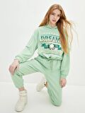 Baskılı Uzun Kollu Kadın Hoodie