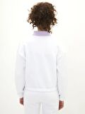 Dik Yaka Renk Bloklu Uzun Kollu Kadın Sweatshirt