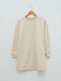Bisiklet Yaka Yazı Baskılı Uzun Kollu Kadın Sweatshirt Tunik