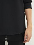 Bisiklet Yaka Düz Uzun Kollu Kadın Sweatshirt Tunik