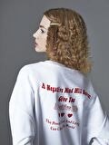 Bisiklet Yaka Baskılı Uzun Kollu Oversize Kadın Sweatshirt