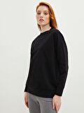 Bisiklet Yaka Düz Uzun Kollu Kadın Sweatshirt