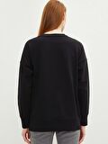 Bisiklet Yaka Düz Uzun Kollu Kadın Sweatshirt