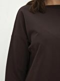 Bisiklet Yaka Düz Uzun Kollu Kadın Sweatshirt