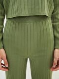 Kadın Beli Lastikli Düz Triko Pantolon