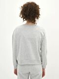 Bisiklet Yaka Renk Bloklu Uzun Kollu Kadın Sweatshirt