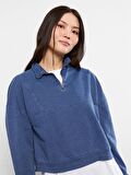 Dik Yaka Uzun Kollu Kadın Sweatshirt