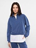 Dik Yaka Uzun Kollu Kadın Sweatshirt