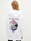 Baskılı Uzun Kollu Kadın Hoodie