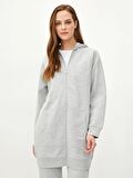 Kapüşonlu Kapitoneli Uzun Kollu Kadın Spor Hırka