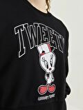 Bisiklet Yaka Tweety Baskılı Uzun Kollu Kadın Sweatshirt