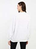 Bisiklet Yaka Mickey Mouse Baskılı Uzun Kollu Kadın Sweatshirt