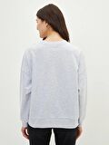 Bisiklet Yaka Snoopy Baskılı Uzun Kollu Oversize Kadın Sweatshirt