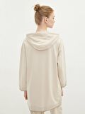 Kapüşonlu Düz Uzun Kollu Oversize Kadın Sweatshirt Tunik