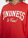 Bisiklet Yaka Yazı Baskılı Uzun Kollu Kadın Sweatshirt