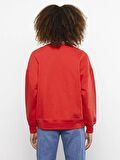 Bisiklet Yaka Yazı Baskılı Uzun Kollu Kadın Sweatshirt