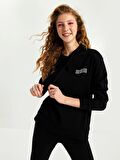 Baskılı Uzun Kollu Kadın Hoodie