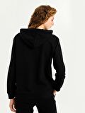 Baskılı Uzun Kollu Kadın Hoodie