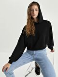 Düz Uzun Kollu Kadın Hoodie