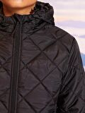 Kapüşonlu Kapitone Uzun Kollu Kadın Outdoor Şişme Mont