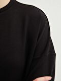 Bisiklet Yaka Düz Uzun Kollu Kadın Sweatshirt