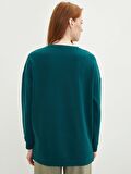 Bisiklet Yaka Düz Uzun Kollu Kadın Sweatshirt